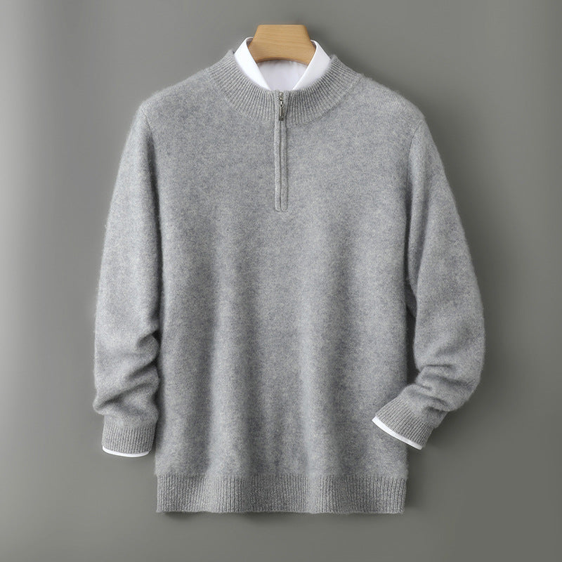 Velora | Prémiový pánský vlněný svetr s polovičním zipem