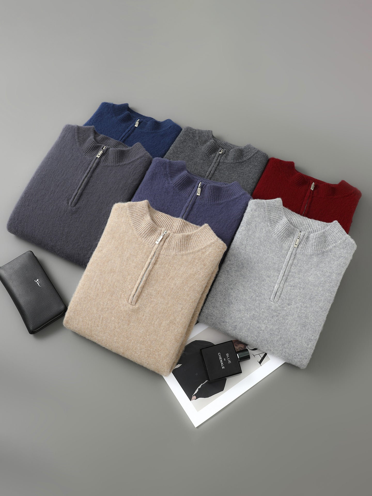 Velora | Prémiový pánský vlněný svetr s polovičním zipem