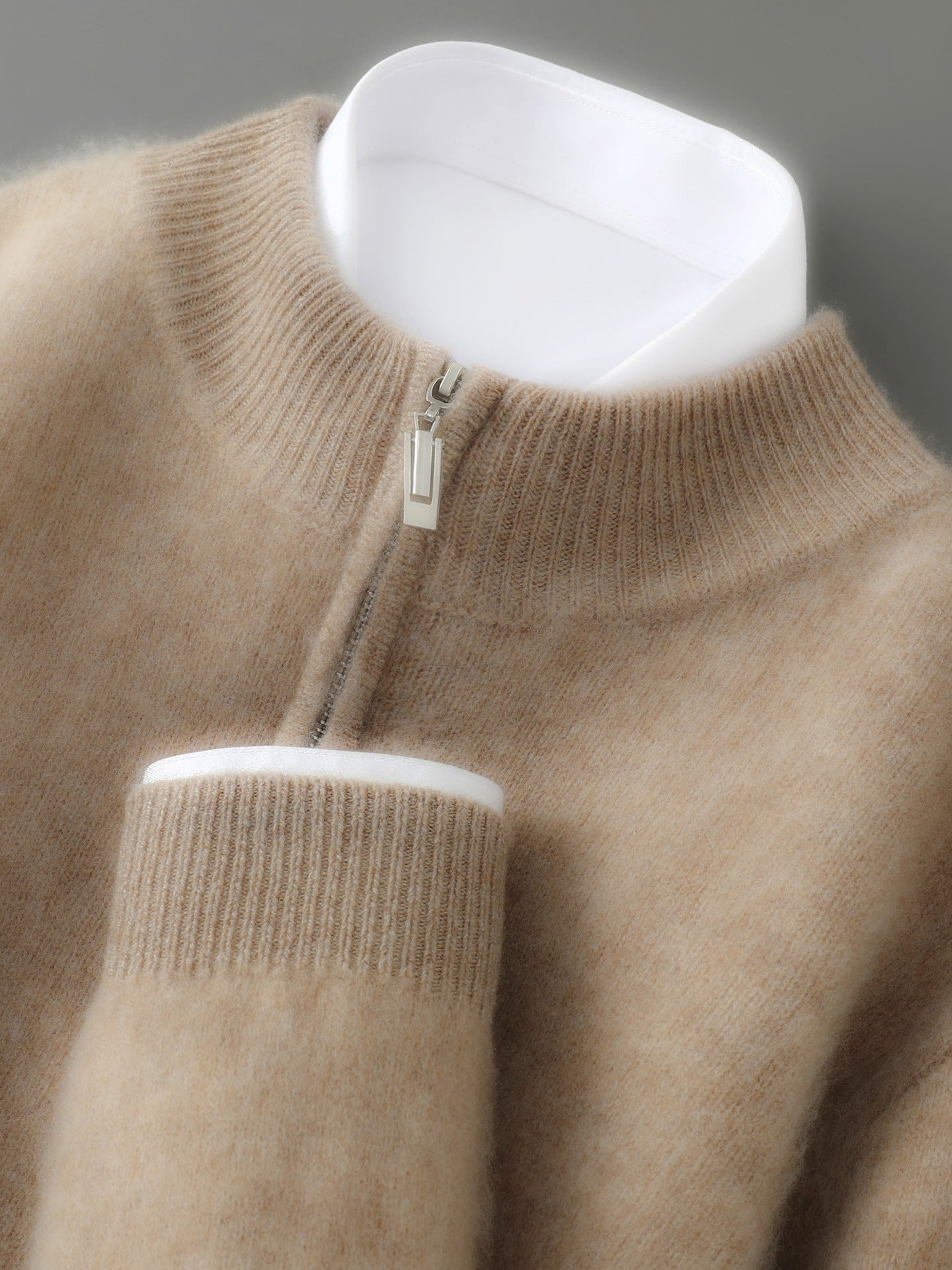 Velora | Prémiový pánský vlněný svetr s polovičním zipem