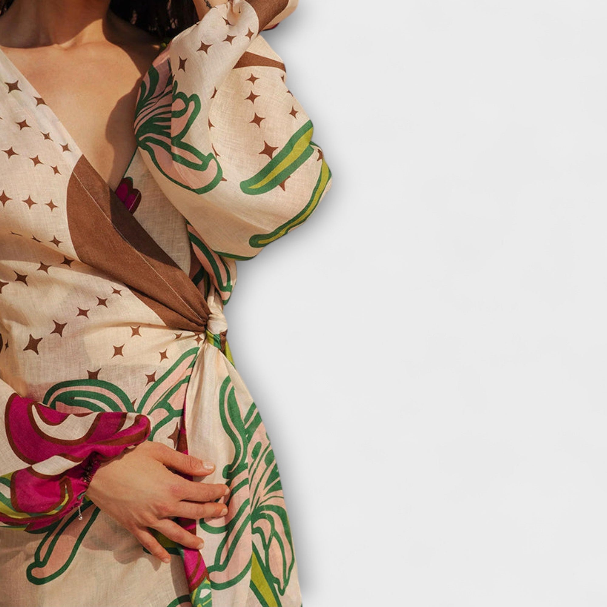 Velora | Dovolená maxi tunika se zavazováním v pase