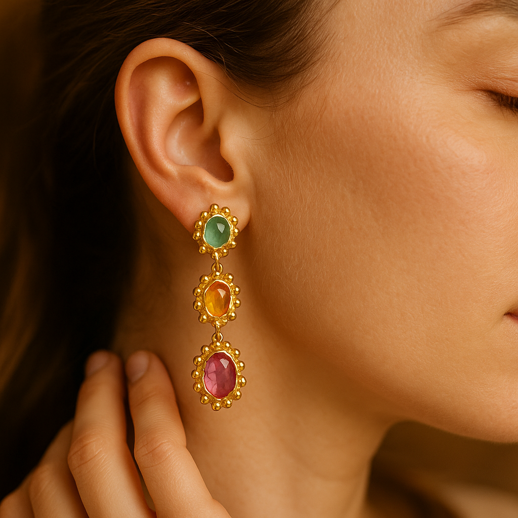Velora | Pozlacené náušnice s barevnými kameny