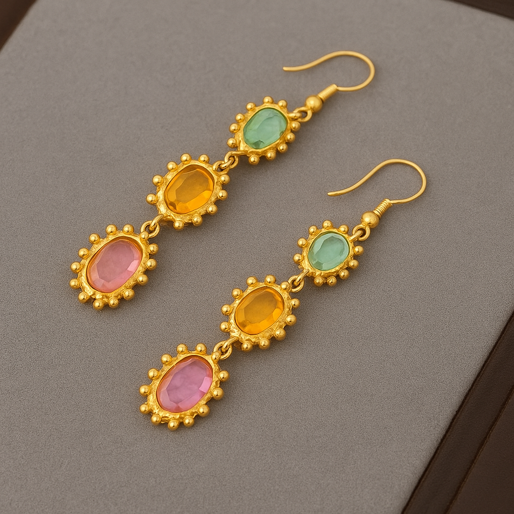 Velora | Pozlacené náušnice s barevnými kameny