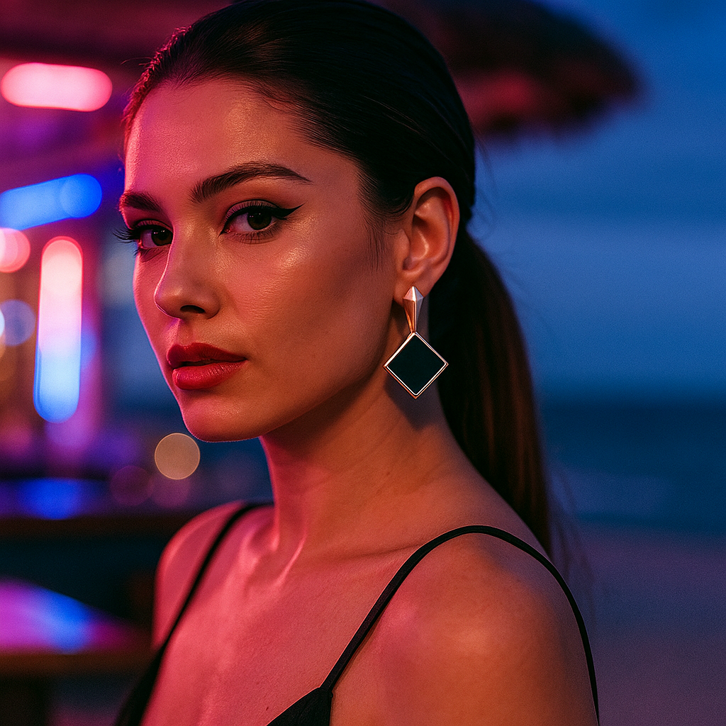 Velora | Náušnice se čtvercovými černými drahokamy