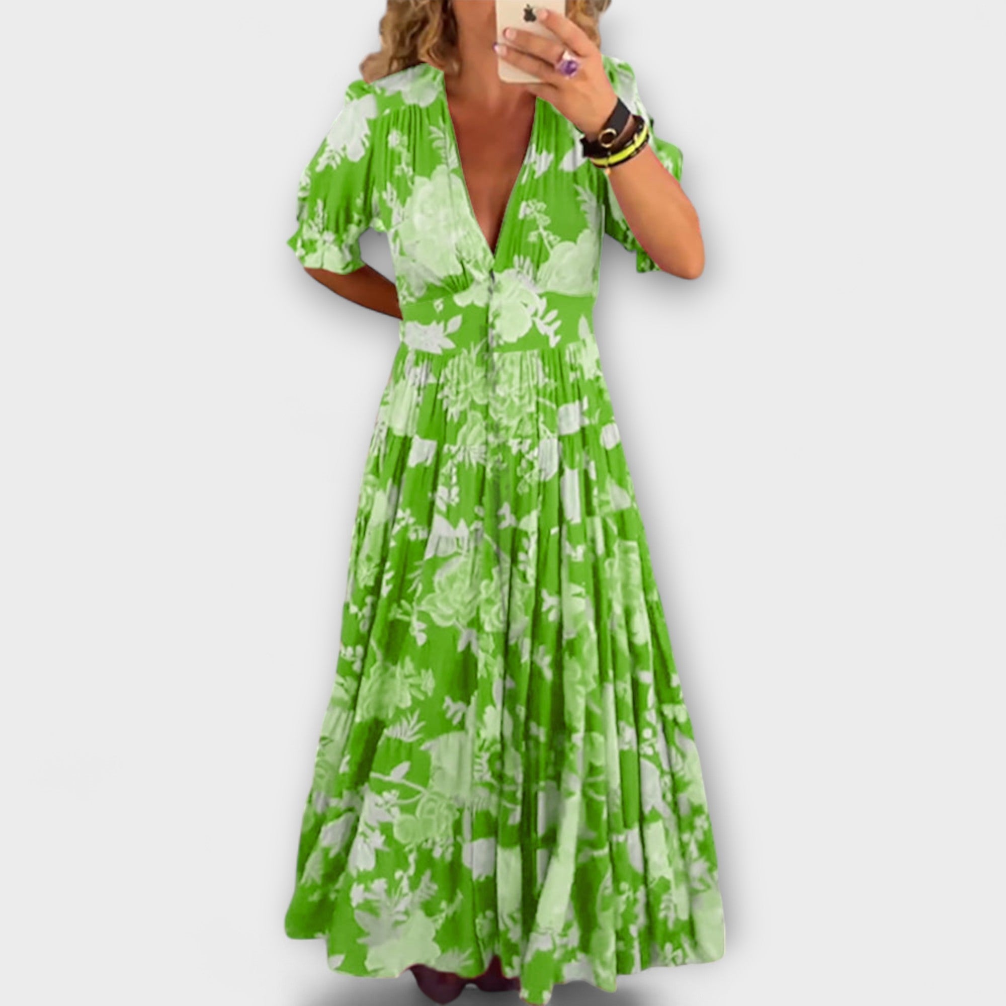 Velora | Květinové maxi šaty s výstřihem do V a kapsami