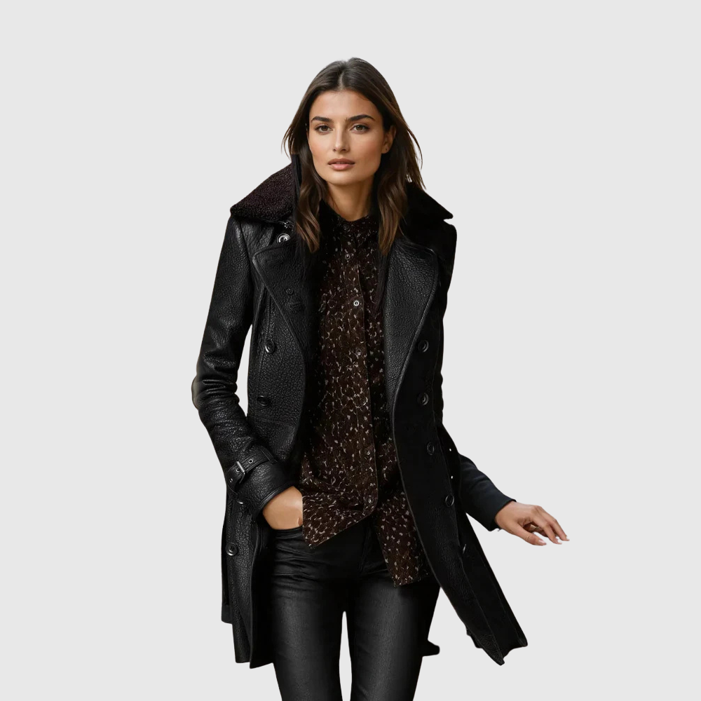 Velora | Elegantní kožený kabát