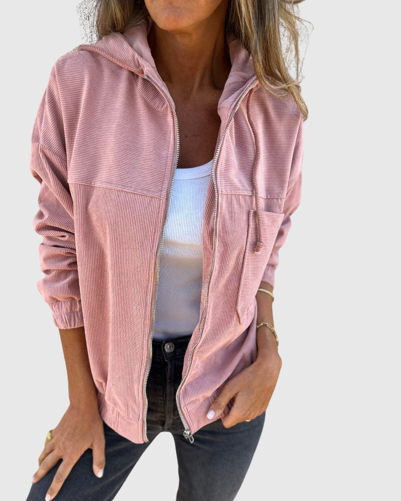 Velora | Manšestrová mikina s kapucí a zipem