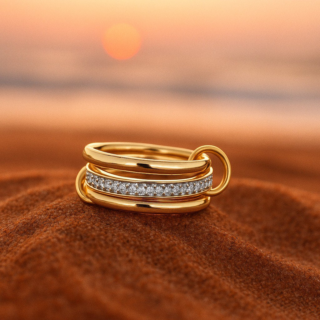 Velora | Zlato trojitý prsten se zirkony