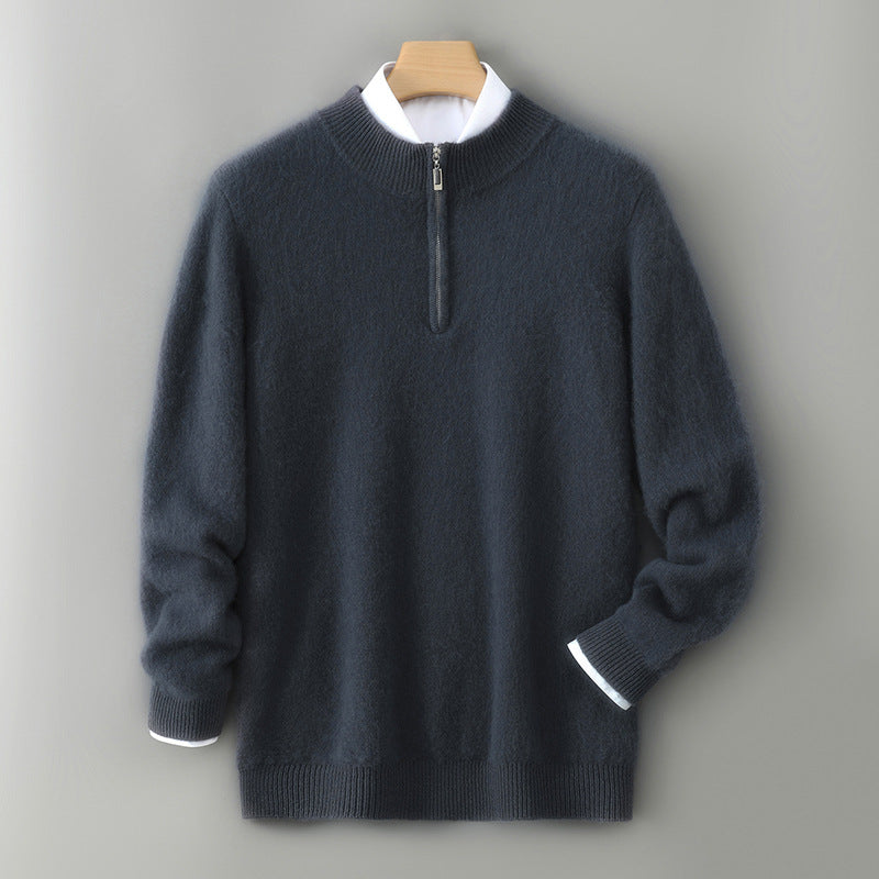 Velora | Prémiový pánský vlněný svetr s polovičním zipem