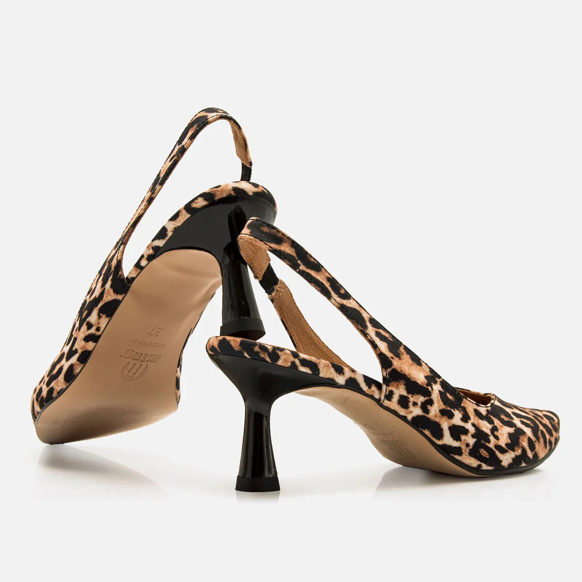 Velora | Khaki stiletto podpatky s leopardím potiskem a špičatou špičkou