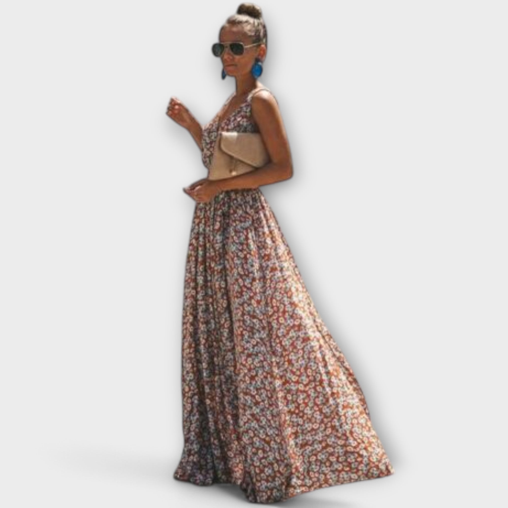 Velora | Letní boho maxi šaty bez rukávů s květinovým vzorem