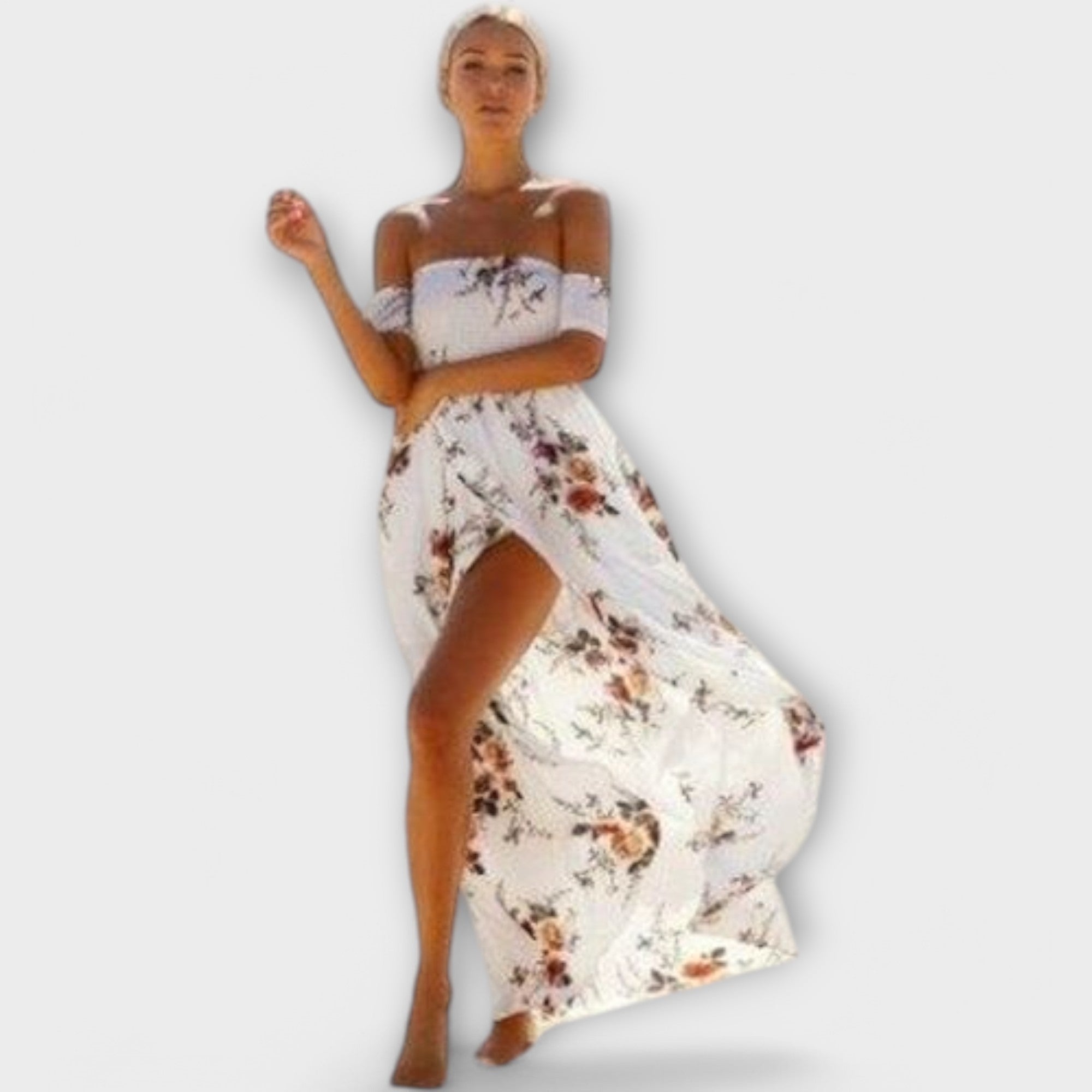 Velora | Maxi šaty s odhalenými rameny a květinovým vzorem