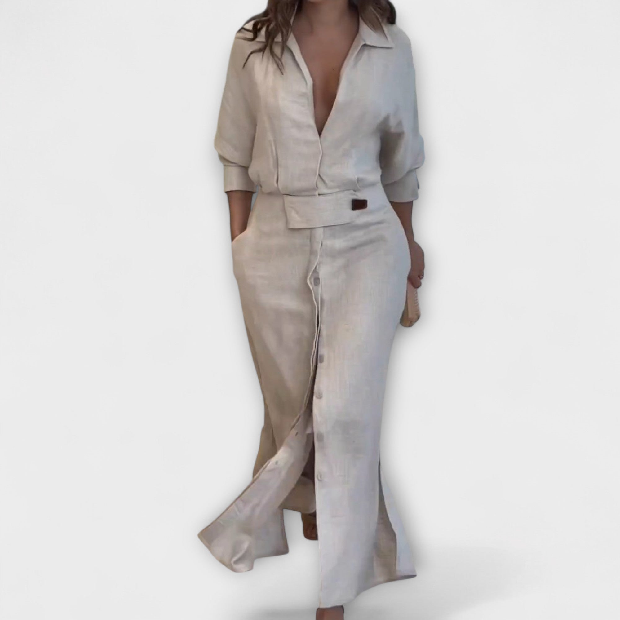 Velora | Maxišaty z lnu s výstřihem do V