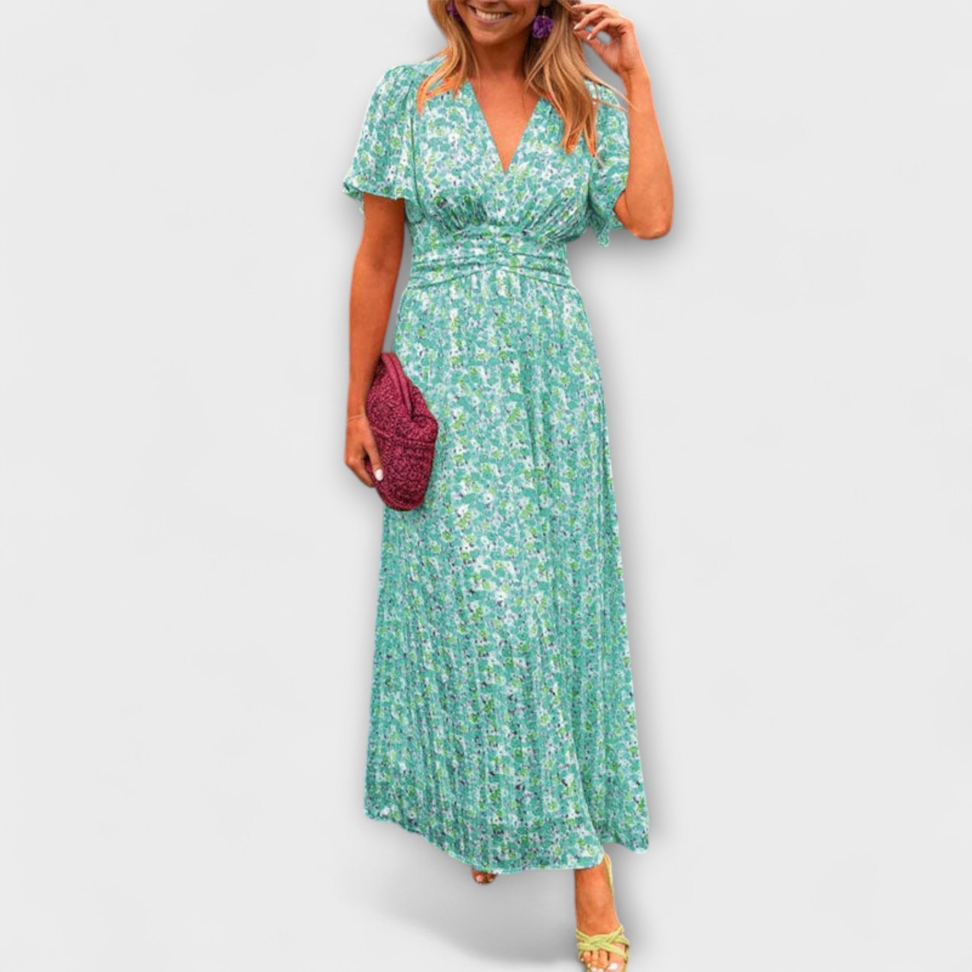 Velora | Klasické květinové šaty s výstřihem do V